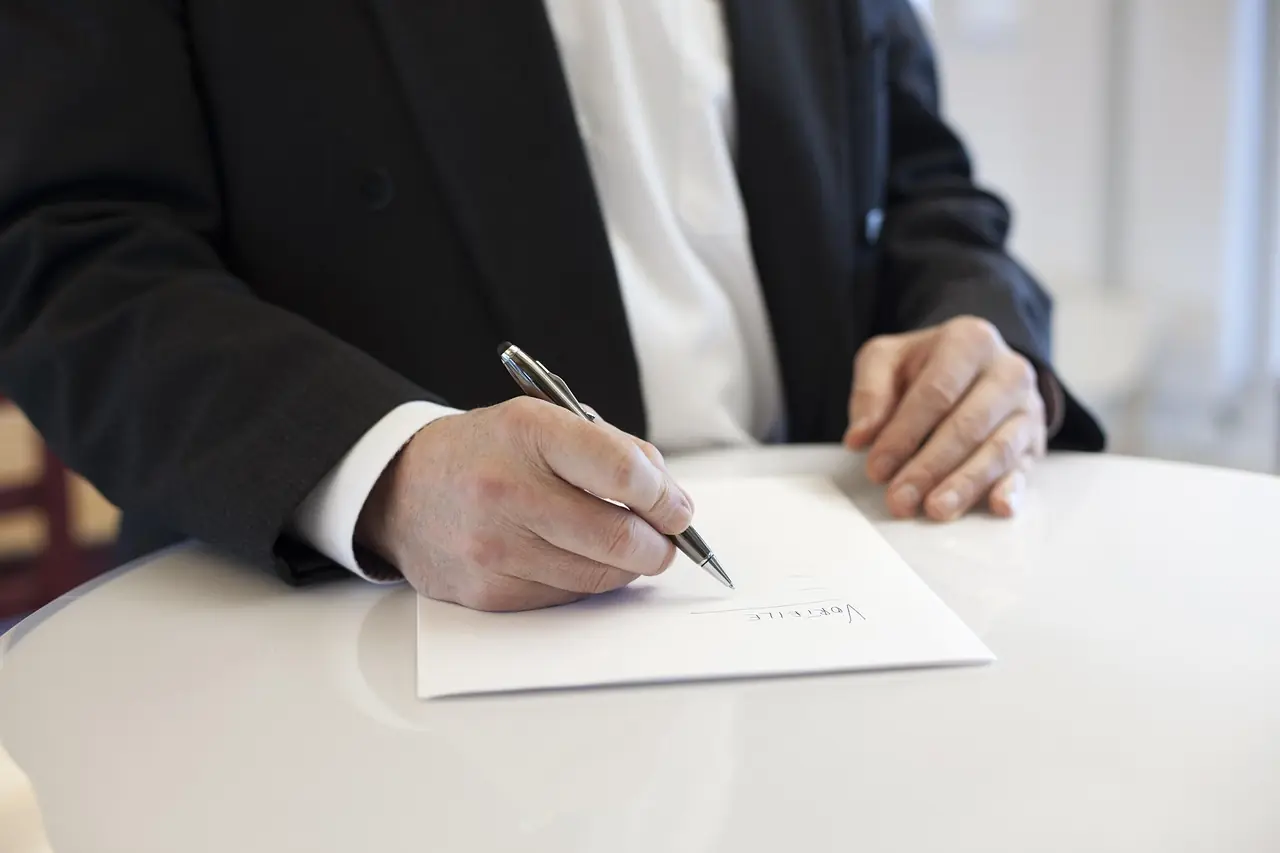 Business contract signing scene